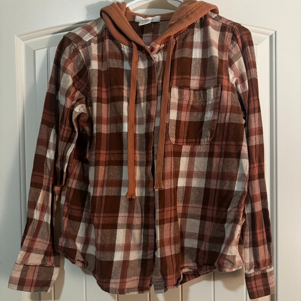 Passport lightweight flannel button-up jacket with hood